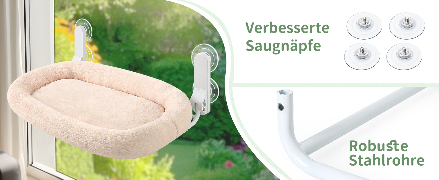 Кішка ліжко на вікно GUUSII - Зручна ліжко-гамак для котів на віконну раму з 4 присосками, білий колір