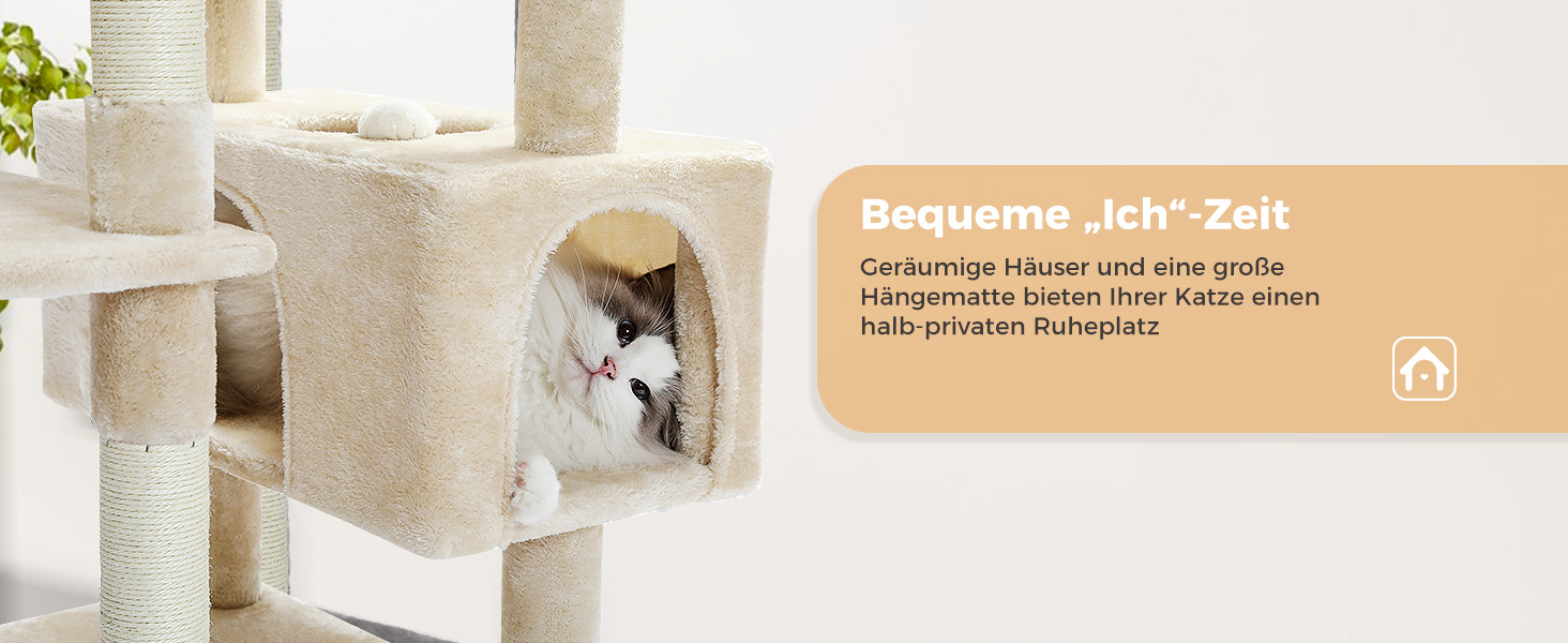 PAWZ Road Дряпка для котів велика, 184 см, 7 стовпів сизалю, гніздо, кошик, для дому, бежевий