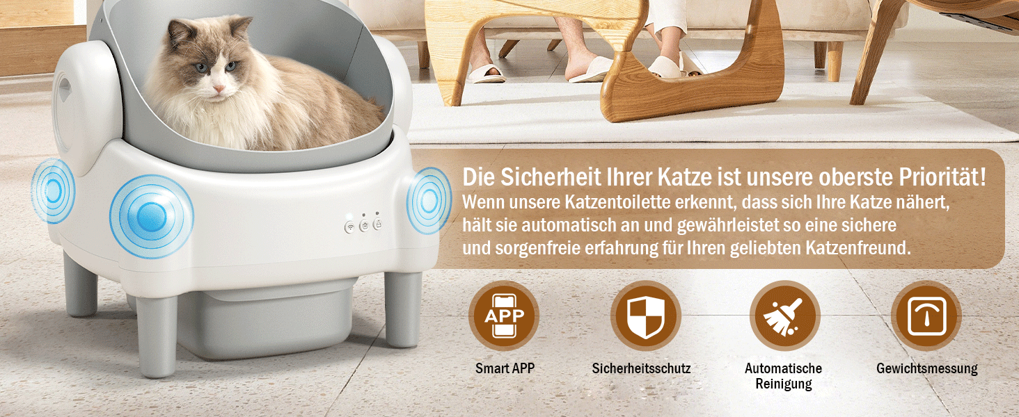 Автоматичний лоток для котів з відкриванням зверху, з керуванням через додаток, датчиком безпеки та 2 рулонами наповнювача, білий та сірий (MN-2) MN-1