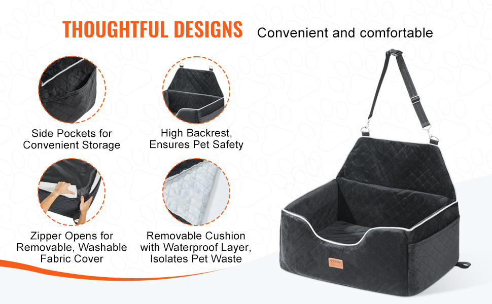 Автокрісло для собак VEVOR - підйомник для собак у машину з кишенею для зберігання, безпечна повідець, гумова наповнювач, автоліжко для собак середніх та великих порід (до 25 кг)