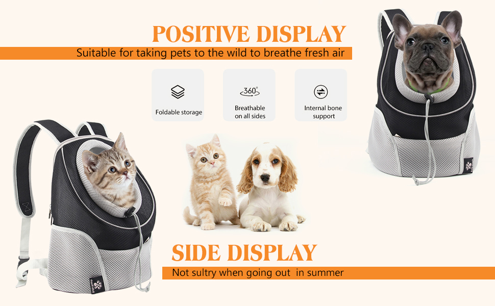 Рюкзак для собак та котів PETCUTE: зручна переноска з висувною головою та знімним килимком, чорний