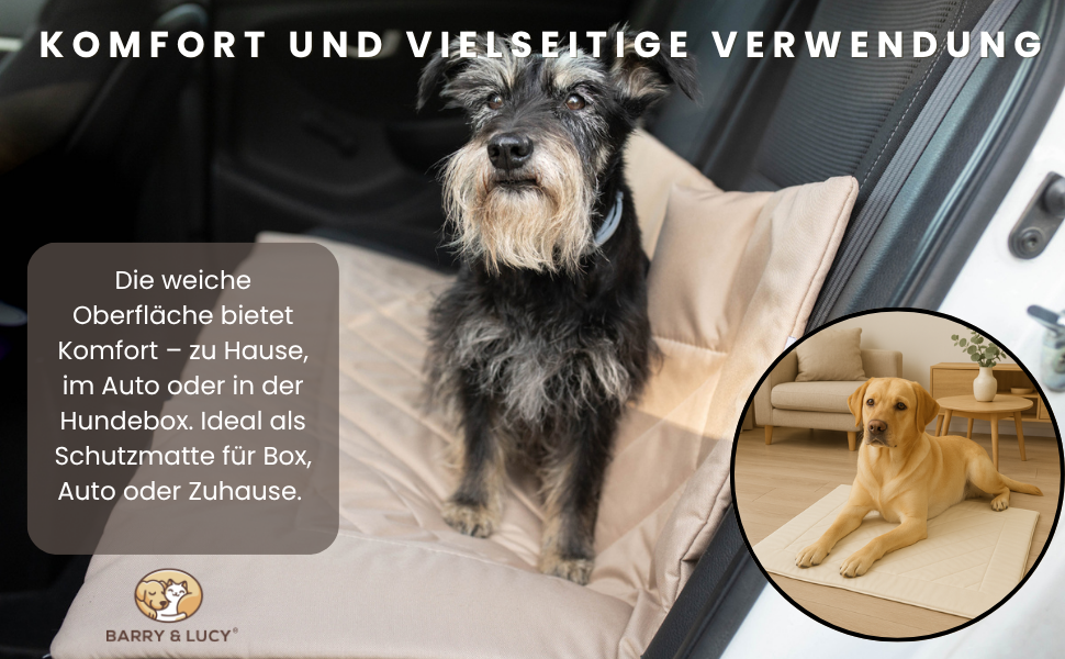Килимок для собак BARRY & LUCY: лежанка, килимок в авто, килимок для годування. Легкий догляд, водонепроникний, штучна шкіра (55x75/75x55, чорний)