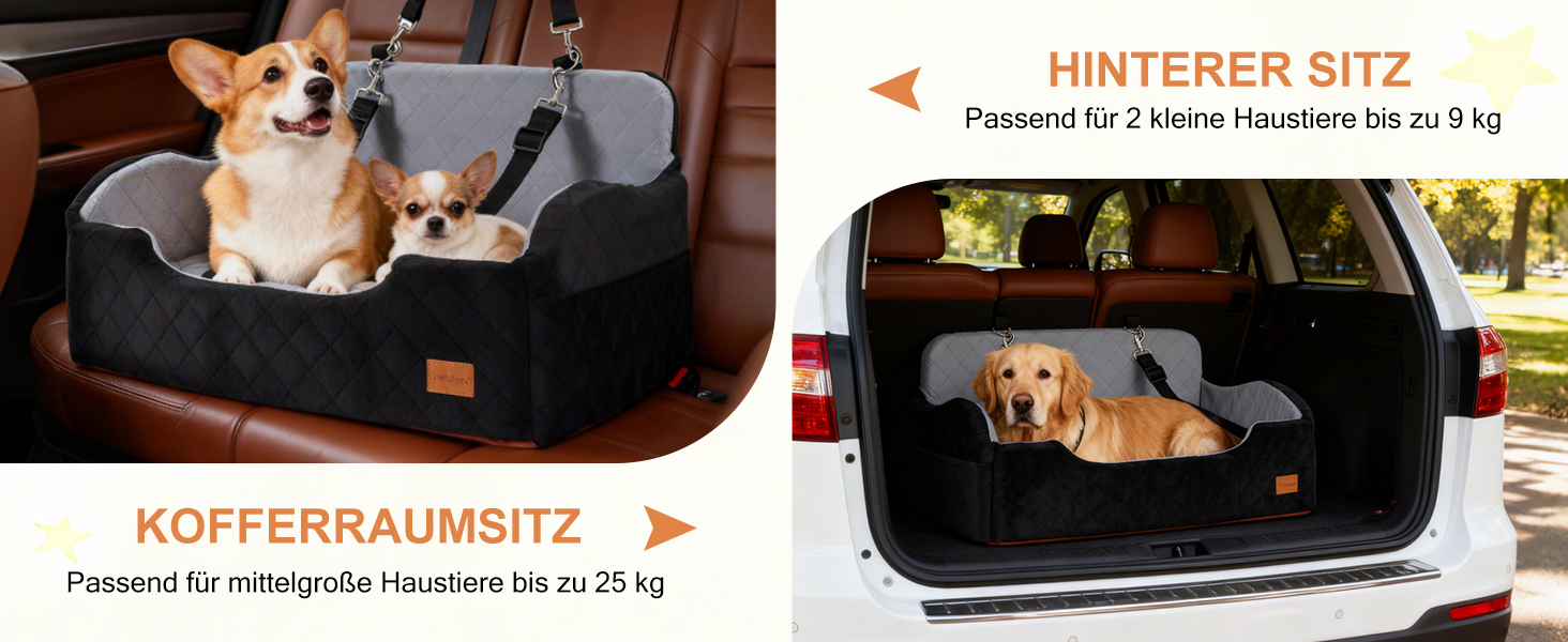 Автокрісло для собак середніх порід до 22,7 кг: безпечне, зручне, з кріпленням та антиковзким покриттям (70x60x45CM, 80x50x23CM)