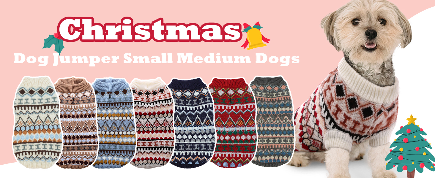 Теплий пуловер для собак - Boho стиль, різдвяний, з отвором для повідка, для чихуахуа, йоркширського тер'єра, джек-рассела, XS, колір кава