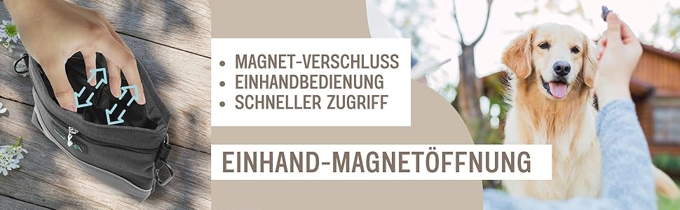 Сумка для кормів PetLove Leckerlibeutel для собак • З магнітною застібкою • З диспенсером для відходів • Можна використовувати як поясну сумку • Сіра L