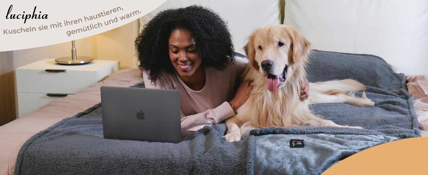 Водонепроникний килимок для собак Luciphia, плюшевий, з флісу, для дому та вулиці, захисний для дивану, ліжка, автокрісла, меблів, сірий, розмір L (145 x 165 см)