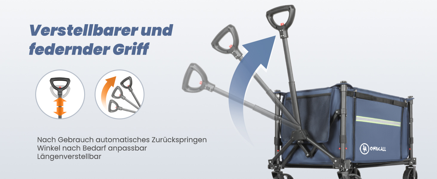 Складаний вагончик Homecall для відпочинку, покупок та транспортування (100 кг, Navy Blue)