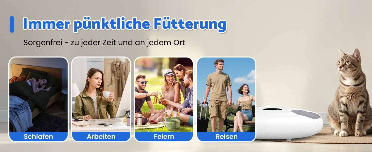 Автоматичний годівник для котів з вологим кормом, 6 прийомів, з таймером та WiFi, для сухого та вологого корму