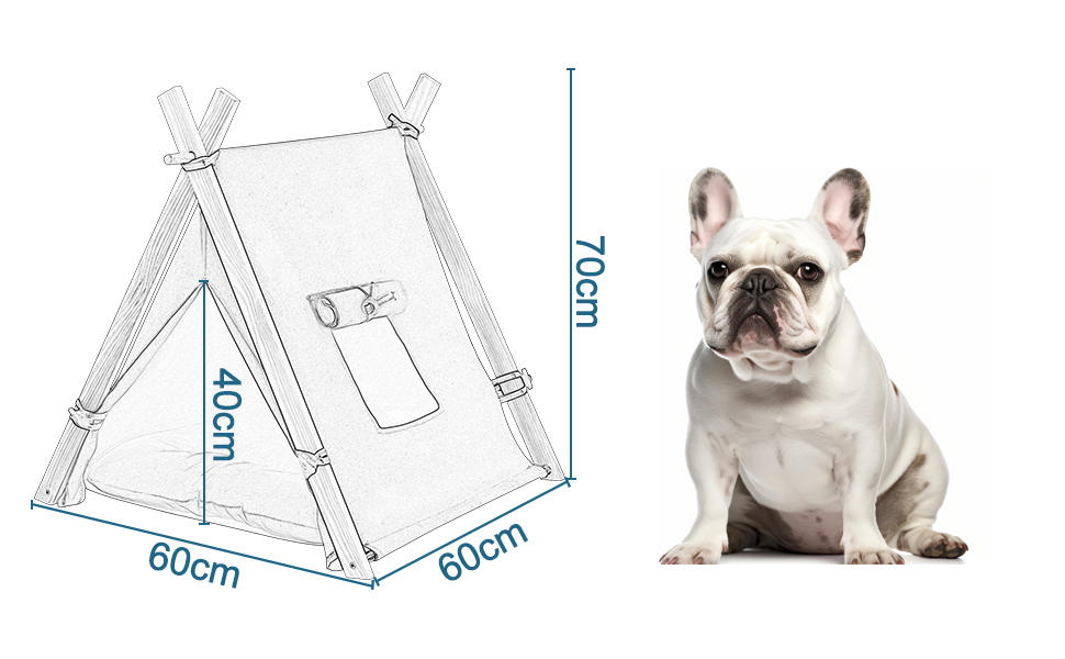 Тіпі для собак та котів, розмір M, 60x70x60 см, білий - EUGAD
