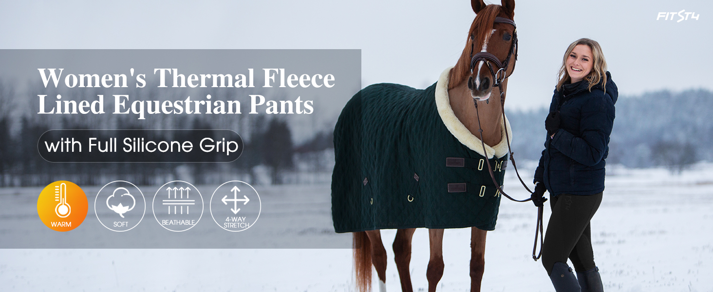 Легінси для верхової їзди жіночі зимові FitsT4 з силіконовою вставкою, флісовою підкладкою, кишенею для телефону та петлями для ременя, темно-синій, XL