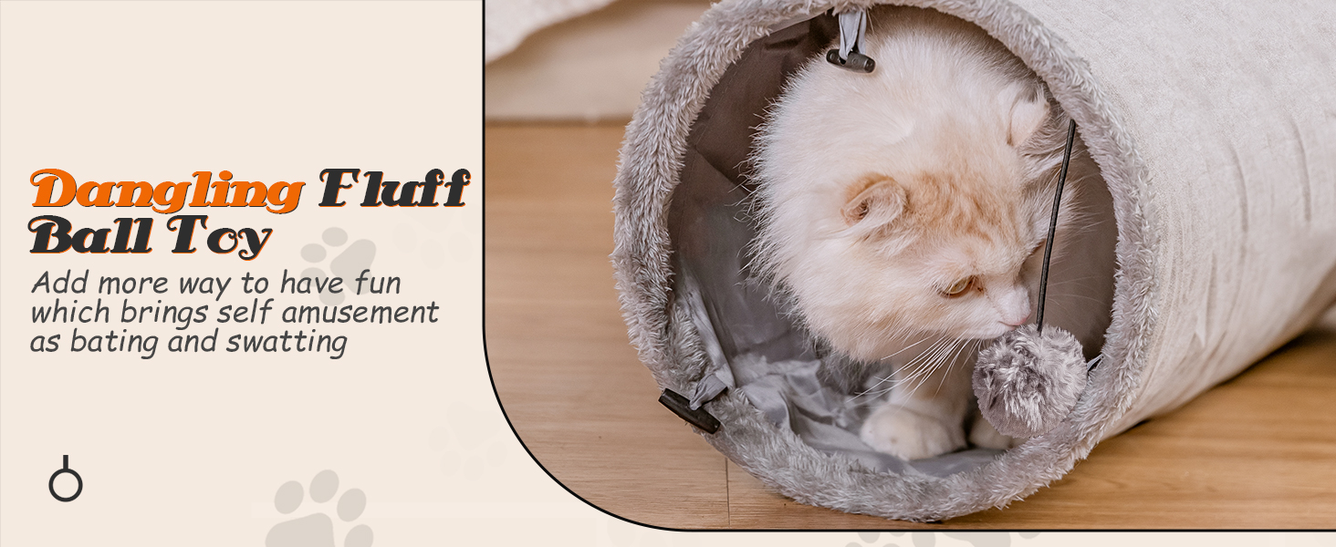 Туннель для котів Nobleza, 3-х ходовий, складаний, з іграшкою-м'ячиком, сірий, 80x30x25 см