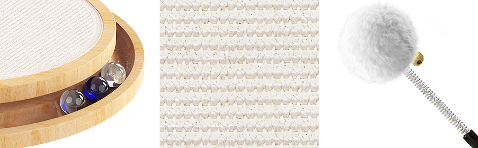 Кігтеточка з сизалю для котів з дзвіночком та м'ячиком, інтерактивна іграшка-кульова дорога для фізичних та ментальних вправ