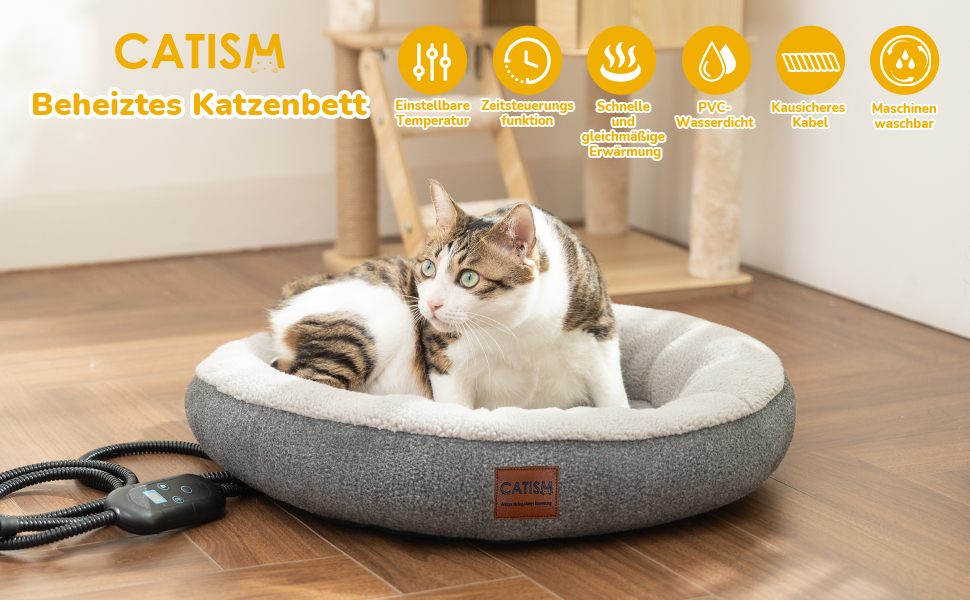 CATISM Гамак для котів, обертається на 360°, лежанка, гамак-ліжко, кошик для сну, сірий, до 20 кг