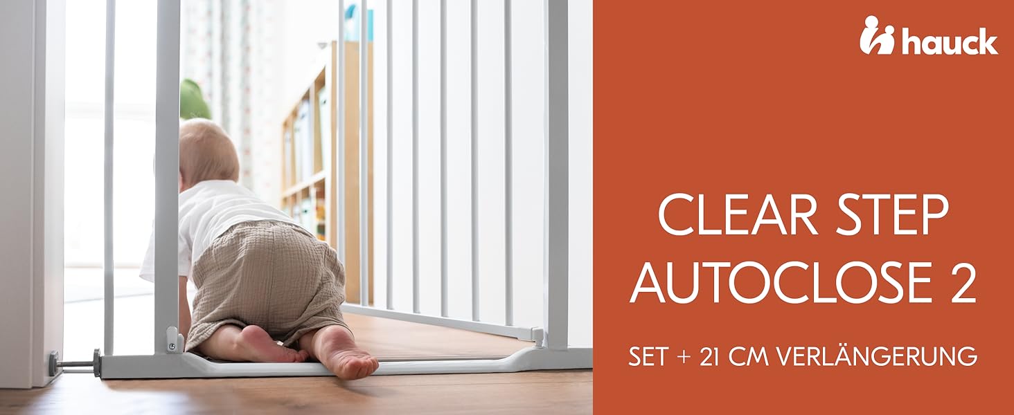 Захист для воріт Hauck Clear Step Autoclose 2, білий - самозакривне ворота для дітей та собак, ширина 75-80 см, висота 77 см, без свердління