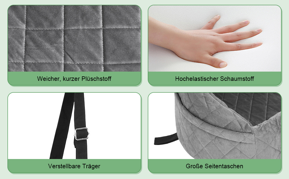 Автомобільний лежак для собак на заднє сидіння, 50x52x28 см, сірий. Лежак для собак у машину з кріпленнями, водовідштовхуючий, для маленьких та середніх порід