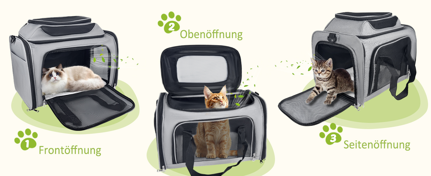 TOFFCAEA Транспортна сумка для кота/собаки, переноска для тварин, складана, 6 кг, для середніх собак та котів (чорна, 50 x 34 x 34 см)