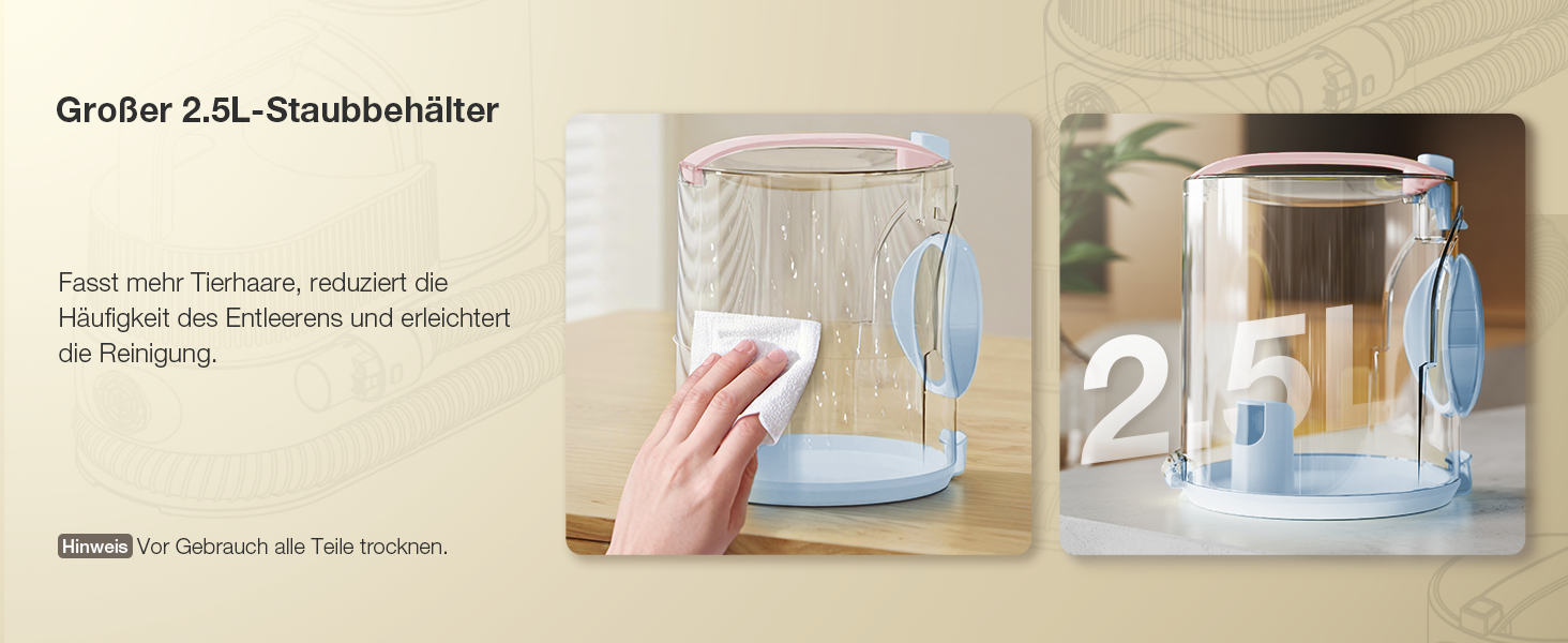 Набір для догляду за тваринами 7-в-1: Шерстьомашина, пилосос для шерсті та фен для собак та котів. Потужність 11000Pa, об'єм контейнера 2.5L, 3 режими потужності та температури. Тиха робота. Колір: блакитний.