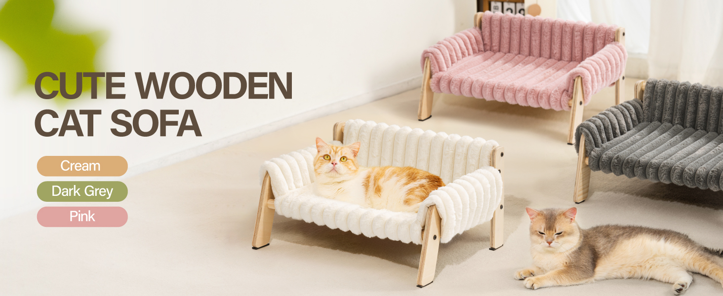 М'яке ліжко-софа для котів MEWOOFUN, 56x45 см, бежевий колір, розмір M