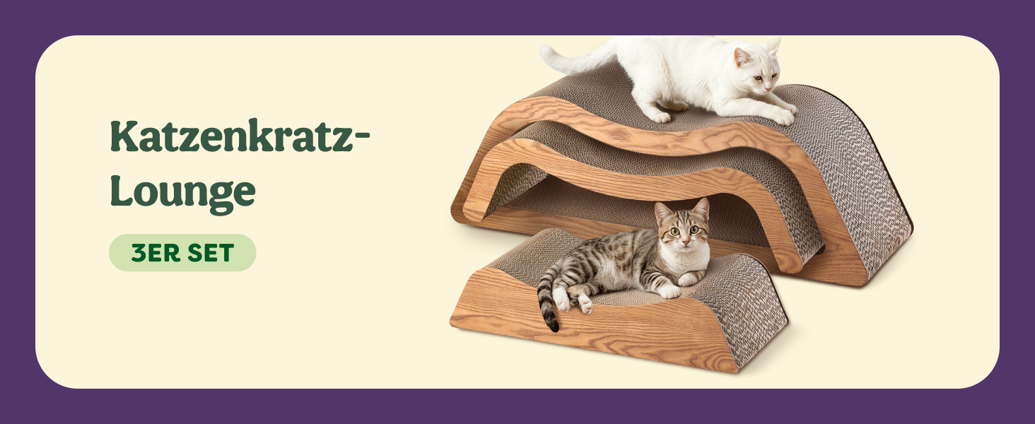 Кігтеточка для котів 3 шт. XXL 75см – Міцний картон для догляду за кігтями – До 2 років використання – Економія місця – Захист дивану та меблів (Cloud) (Коричневий)