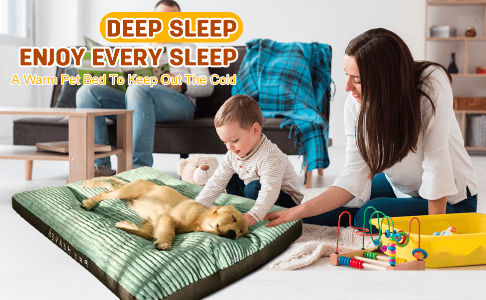 Килимок для собак Petcute великих та середніх порід, м'який, знімний, дихаючий, з неслизьким дном, зелений