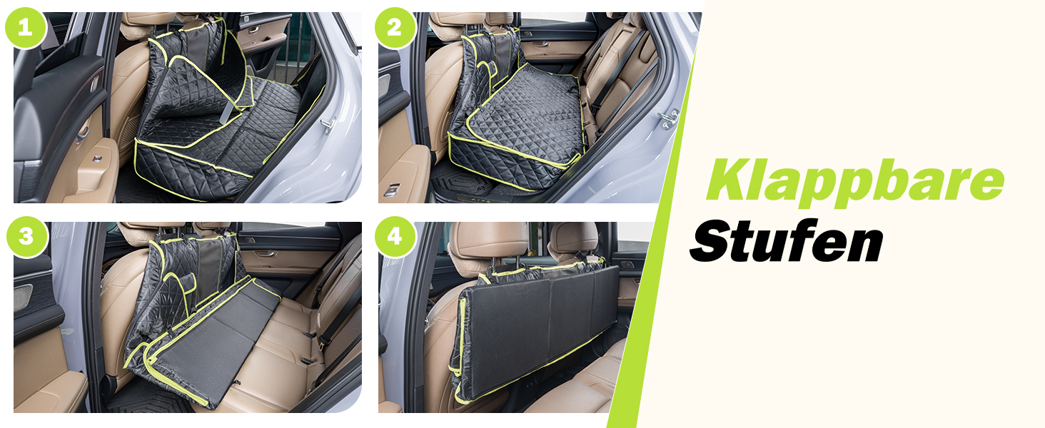 Плед для собак у машину Pecute з жорсткою основою, 136x60 см, захист сидіння, водовідштовхуючий, анти-царапин, для собак до 150 кг, чорний з зеленим кантом