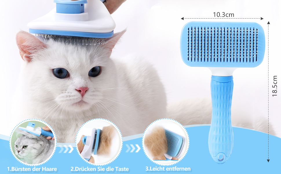 Набір для догляду за тваринами 6 в 1: щітка для собак, гребінець для вичісування підшерстка, тример, гребінець від бліх, щітка для миття | Синій, прямокутний