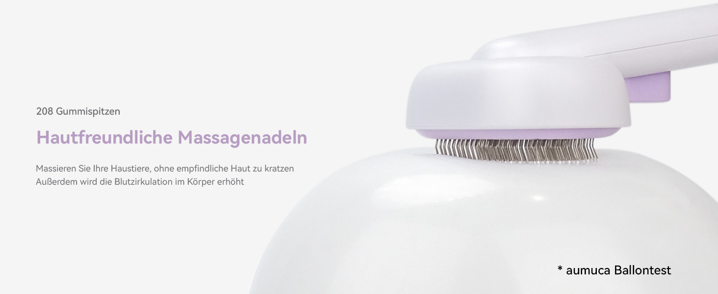 Щітка для котів Aumuca з кнопкою витягування, довговічна, для короткої та довгої шерсті, видаляє відмерле волосся та масажує, фіолетова