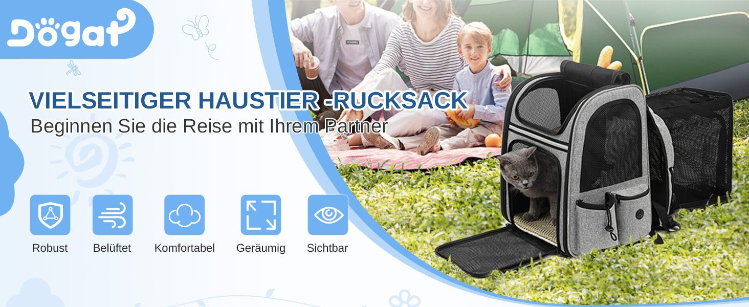 Рюкзак для кота/собаки Dogat: зручний та дихаючий рюкзак-переноска для подорожей, сірий