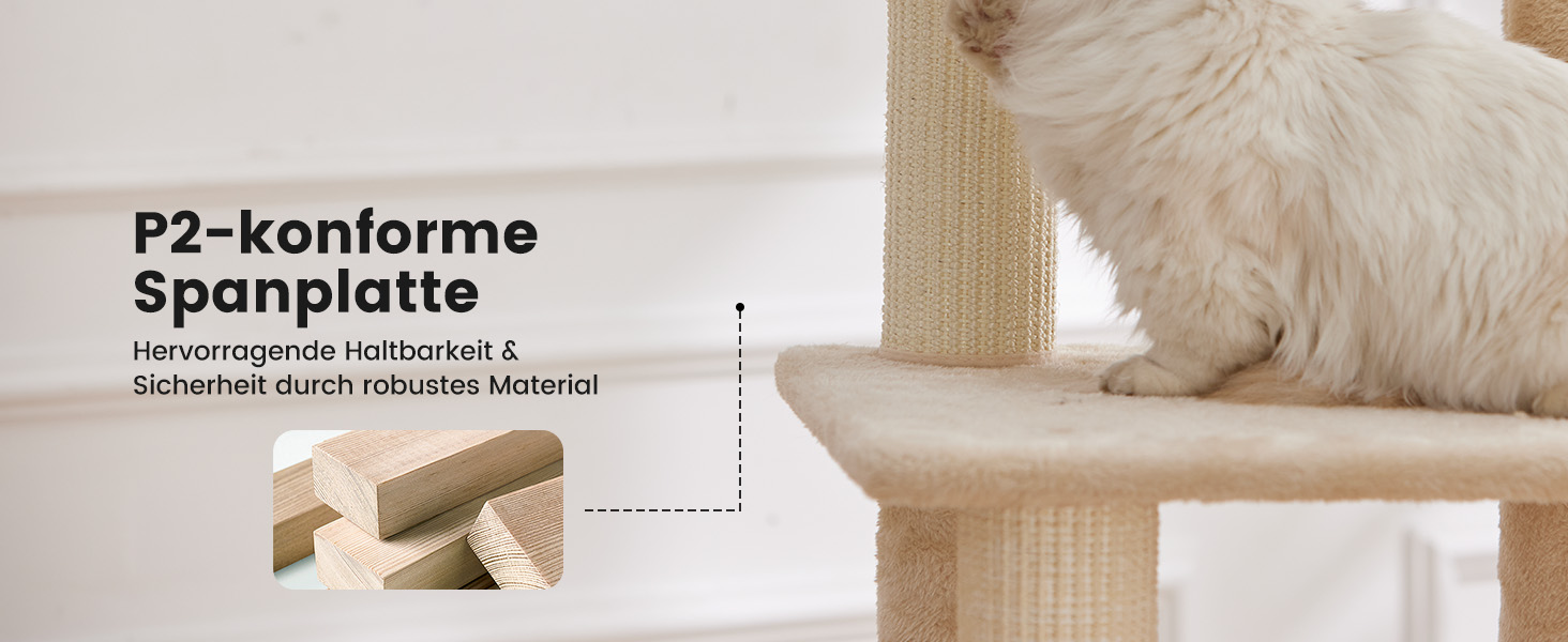 Дерев'яний кігтеточки для котів Gardner Pet Katzenbaum, 105 см, з платформою, 2 печерами, кошиком, сірий, для дому