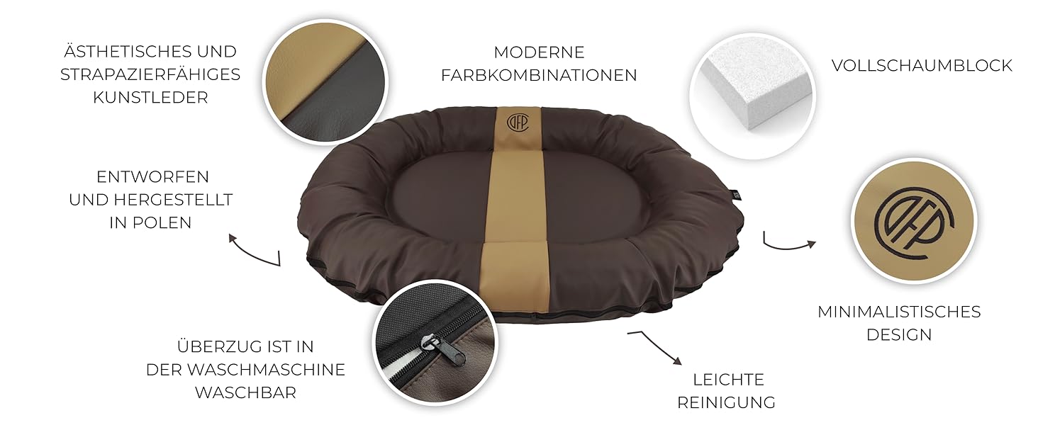 CAZO Oslo лежанка для собак та котів овальна, 80 x 60 x 14 см, розмір S, колір коричневий, модель L2021/B