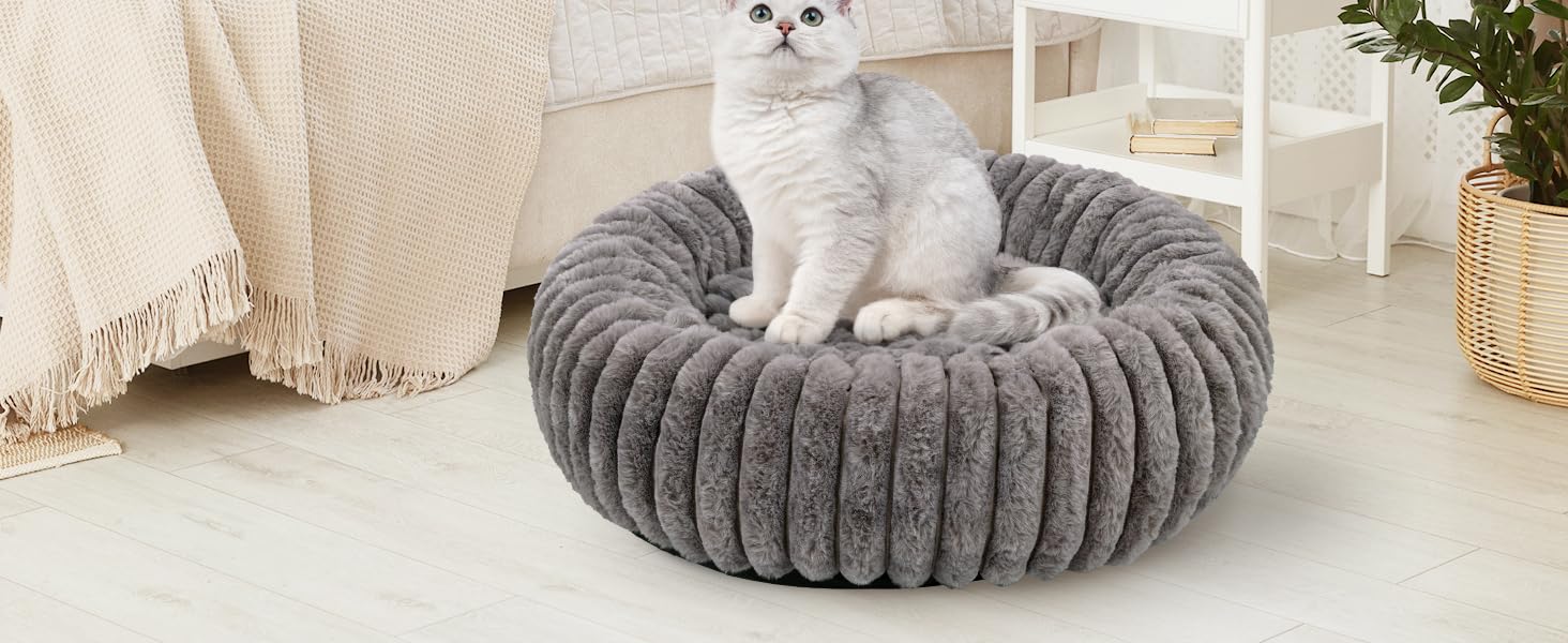Килимок для кота, Круглий лежак для тварин, Лежанка для собак, М'який, Миючий, з антиковзким дном (Сірий, 50 x 50 см)
