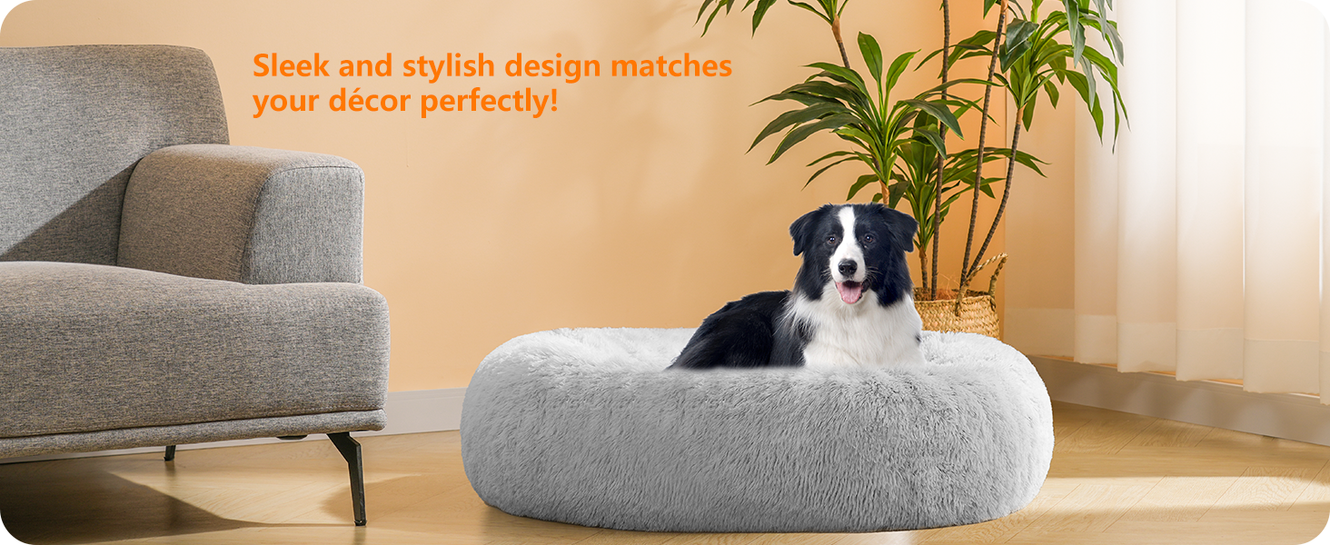 Ортопедичне ліжко для собак, кругле, м'яке, для котів та собак, 70 см Ø, (90 x 90 x 20 см), світло-сіре