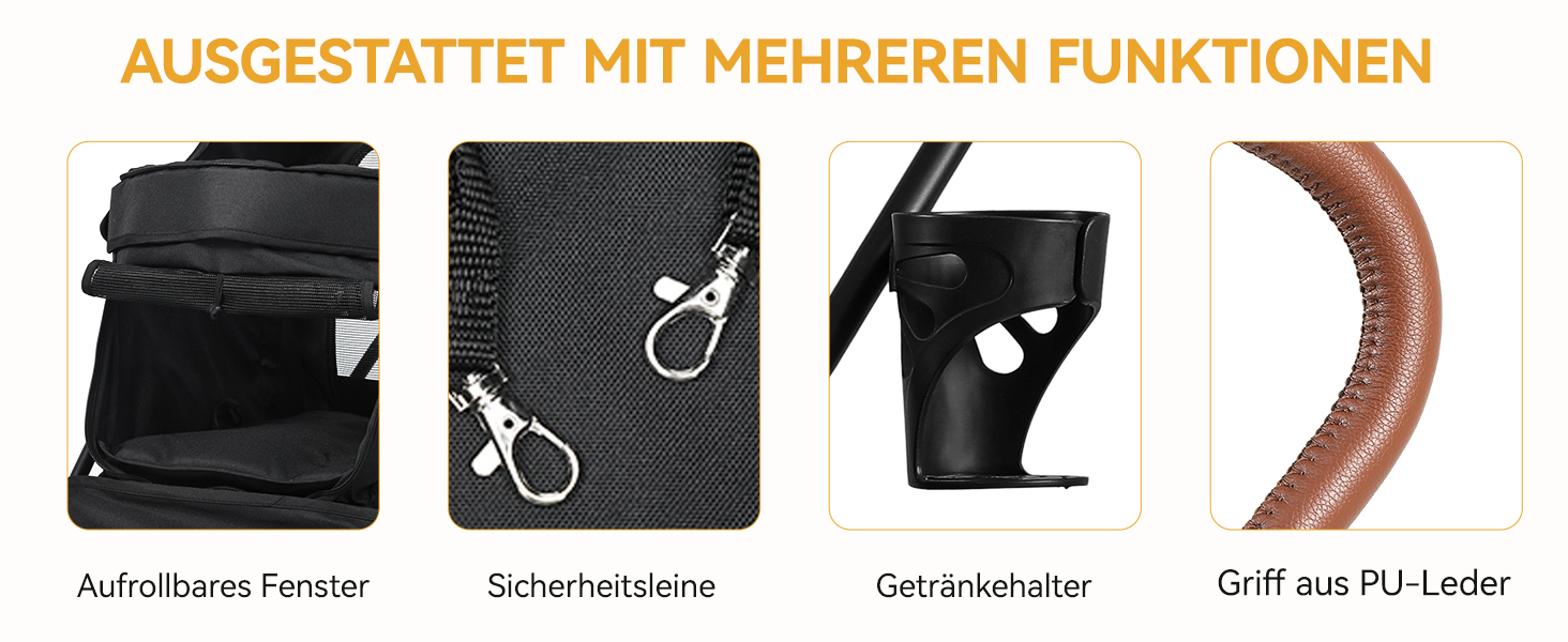 Візок для собак та котів DWVO, 11.3 кг, складаний, з подушкою та кошиком для зберігання, блакитно-чорний (45x80x103 см)