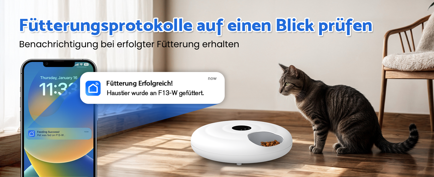 Автоматичний годівник для котів з вологим кормом, 6 прийомів, з таймером та WiFi, для сухого та вологого корму