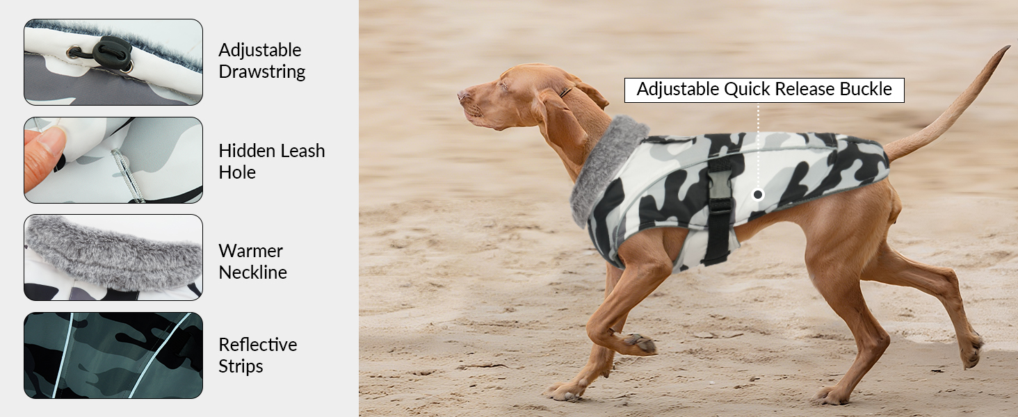 Водонепроникна куртка для собак XL, зимовий одяг для великих собак, флісова жилетка для собак (Камуфляж, XL)