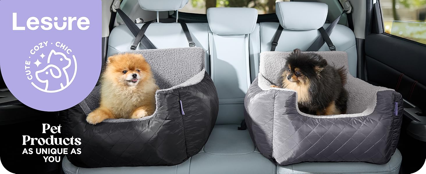 Автокрісло для собак Lesure - сіре, водонепроникне, з поворотком для повіска, для маленьких собак