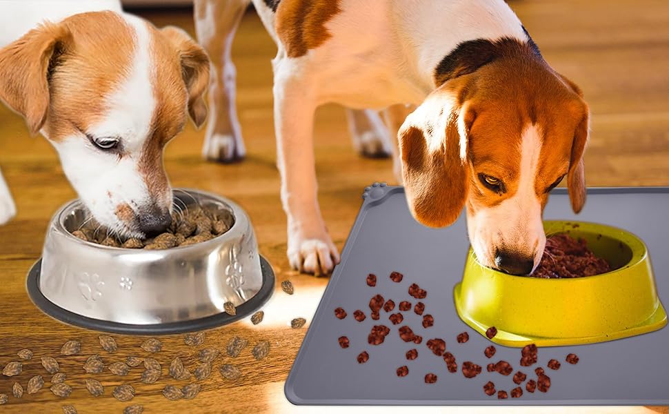 Силиконовий килимок під годівницю для собак та котів, сірий, 54x38 см | MOACC