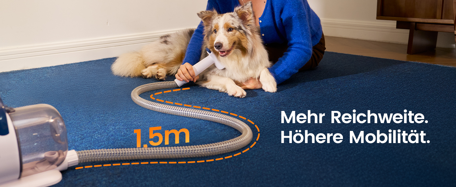 Машинка для стрижки собак Oneisall з пилососом, 15000 Па, видаляє 99.99% шерсті, тиха, 6 насадок для догляду за тваринами