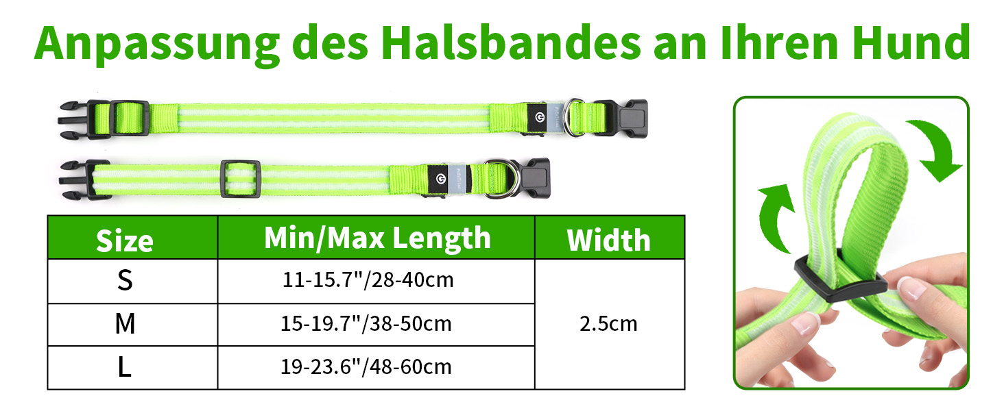 Світлодіодне нашийник для собак Leuchthalsband - світловий нашийник для собак, водонепроникний, 3 режими світіння, підходить для собак маленьких, середніх та великих порід