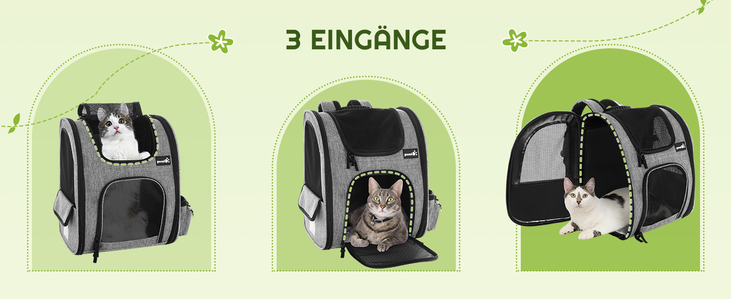 ПЕКЮТ Рюкзак для тварин з сіткою, переноска для кота/собаки, дихаюча та легка, водонепроникна, сіра (M)