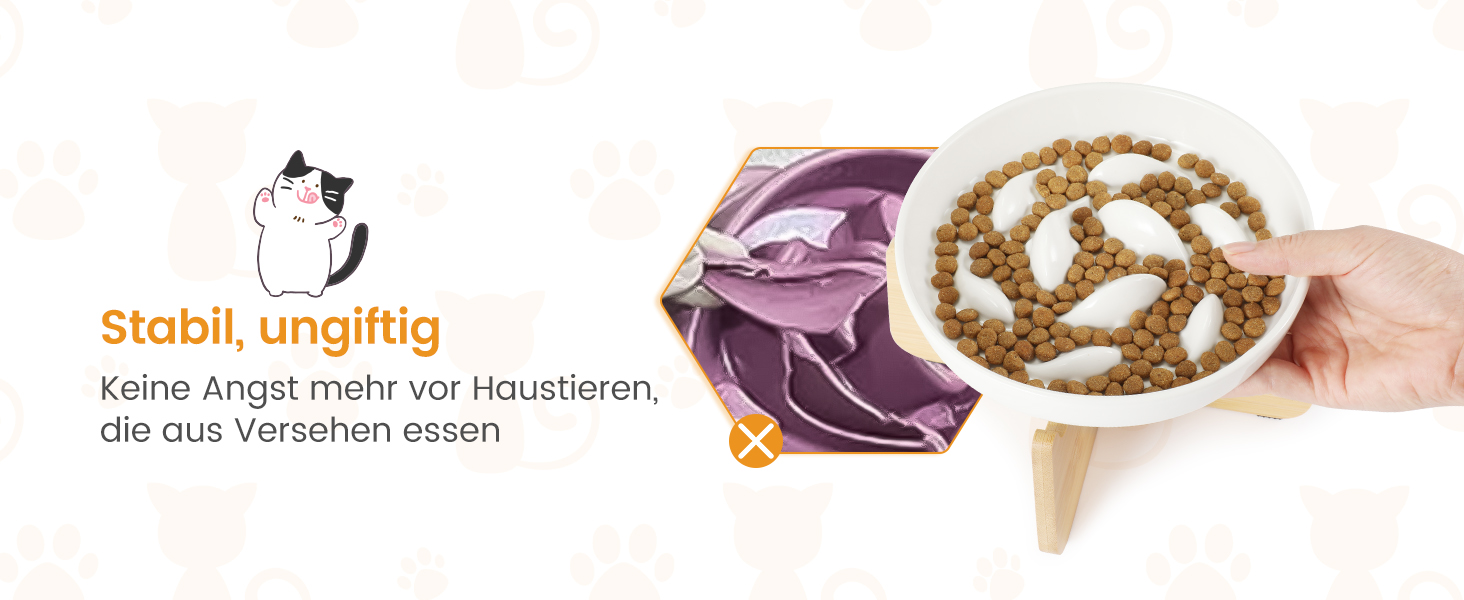 Миска для котів Happy Hachi з підняттям, керамічна, для повільного годування, протиковзаюча, для котів та маленьких собак (зелена)