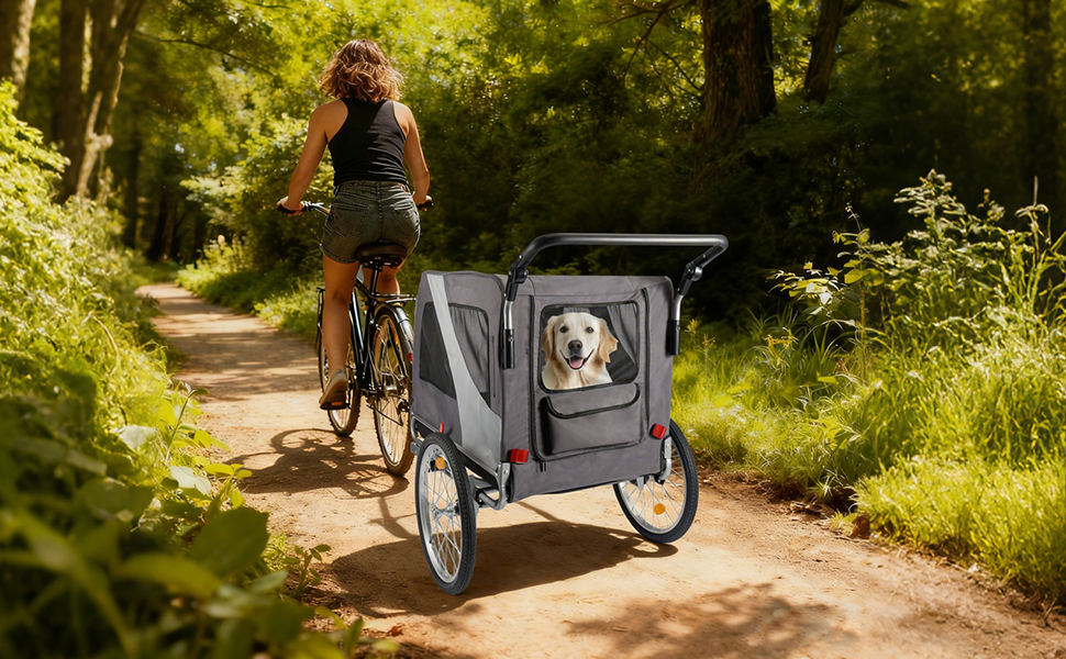 Причіп для собак 2-в-1 Hundefahrradanhänger Jogger до 40 кг - легкий, з посиленим дном та прапорцем безпеки
