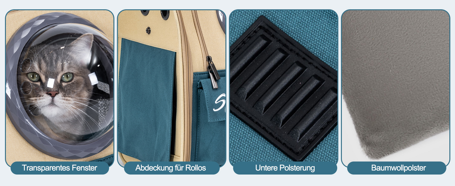 Розширюваний рюкзак для тварин Galatée, дозволений для перевезення в літаку, для котів та маленьких собак, дихаючий, для подорожей, хакі