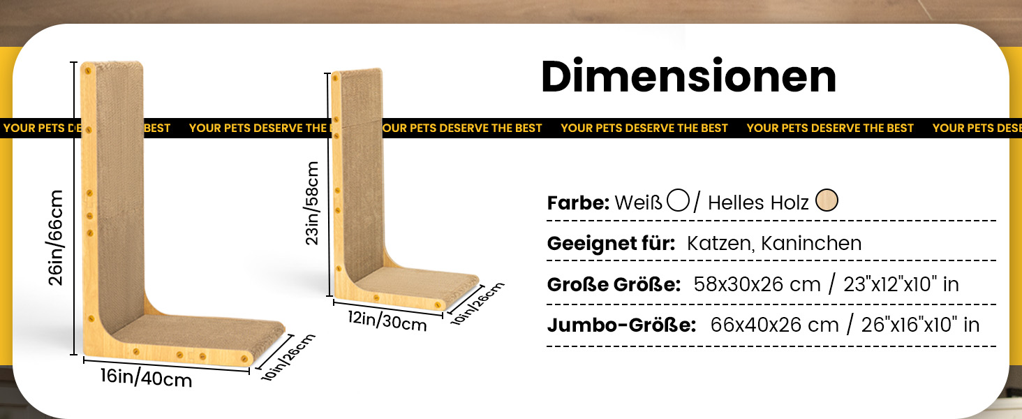 Кігтеточка для котів Conlun L-подібної форми, 58 см, настінний монтаж, вертикальна поверхня для дряпання, міцна картонна поверхня для захисту меблів, велика, біла (2 шт., світле дерево)