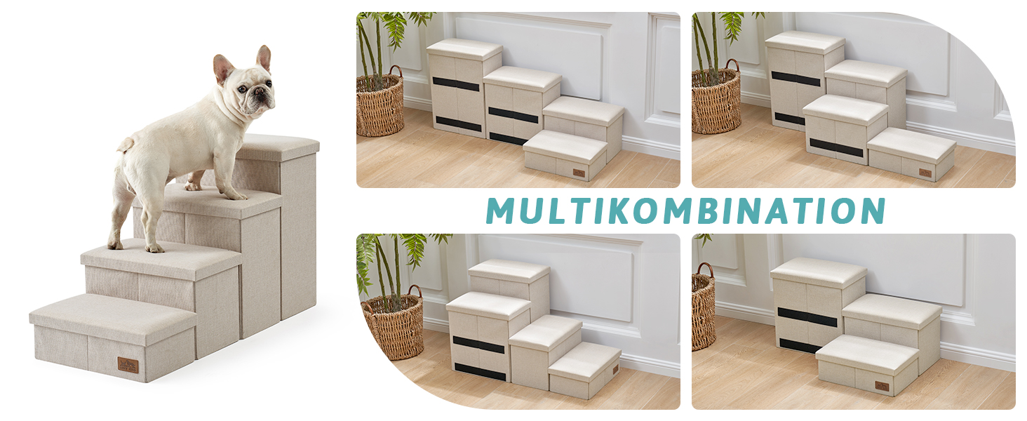 Сходинки для собак маленьких порід зі зберіганням, широкі, складані для ліжка та дивана, з неслизьким покриттям, водонепроникні (3x97x56 см), 3x97x56 см (бежевий, 4, 43x97x56 см)