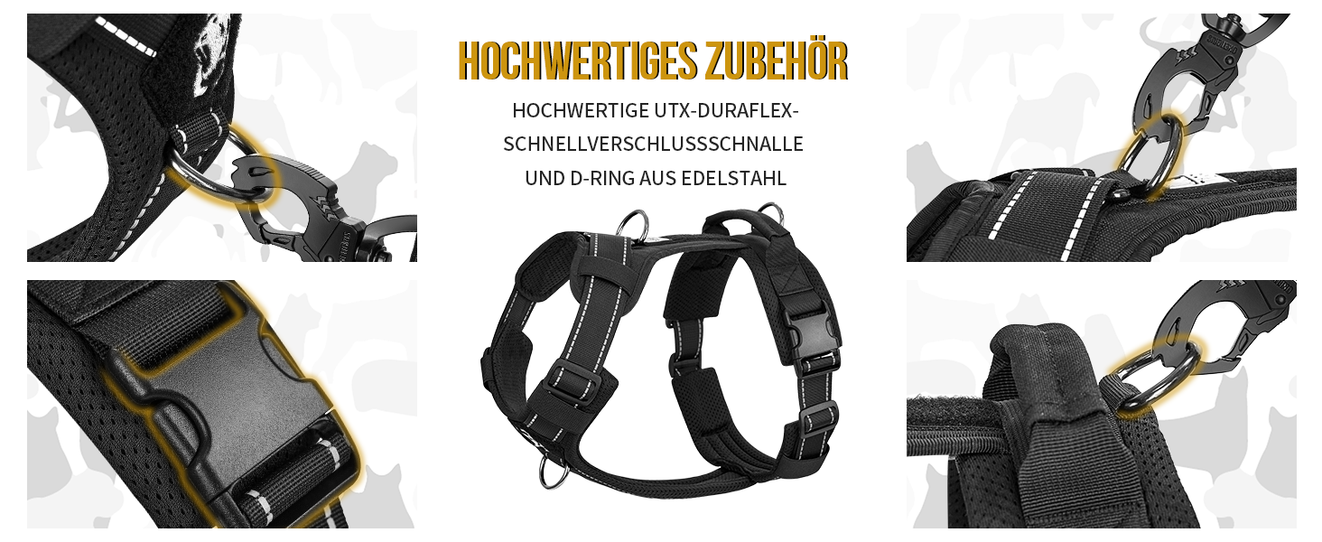 Шлейка для собак OneTigris Diesel, тактична, чорна, розмір L, м'яка підкладка, з ручкою та 3 D-кільцями, для середніх та великих собак