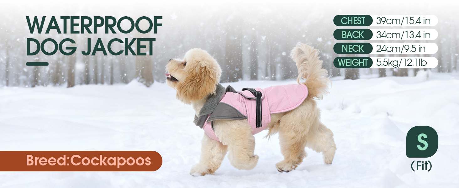 Водонепроникна та вітронепроникна куртка для собак Kuoser, теплий зимовий халат для великих собак, рожева XL