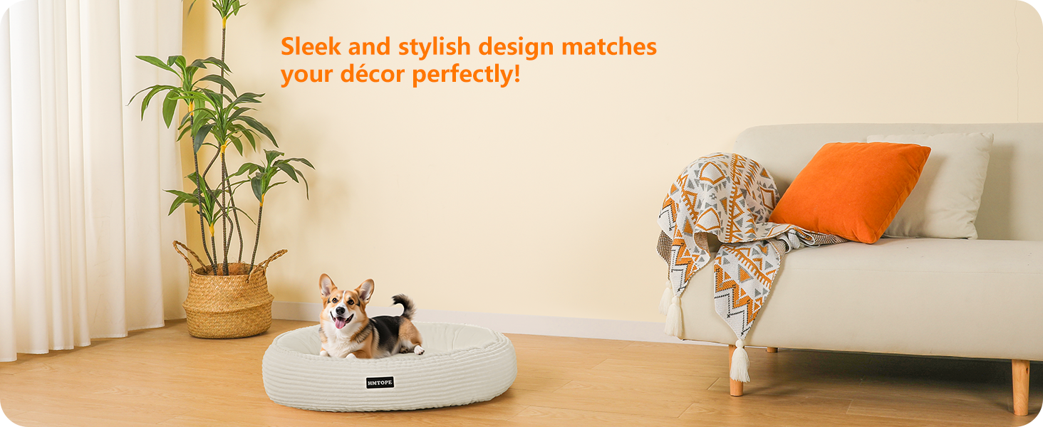 Кругле ліжко для собак середніх порід, котяче ліжко, м'яке, зручне, корзина для собак, донат, ліжко для собак, знімний, антиковзкий килимок, Ø 70 см, бежеве, 70 x 70 x 20 см