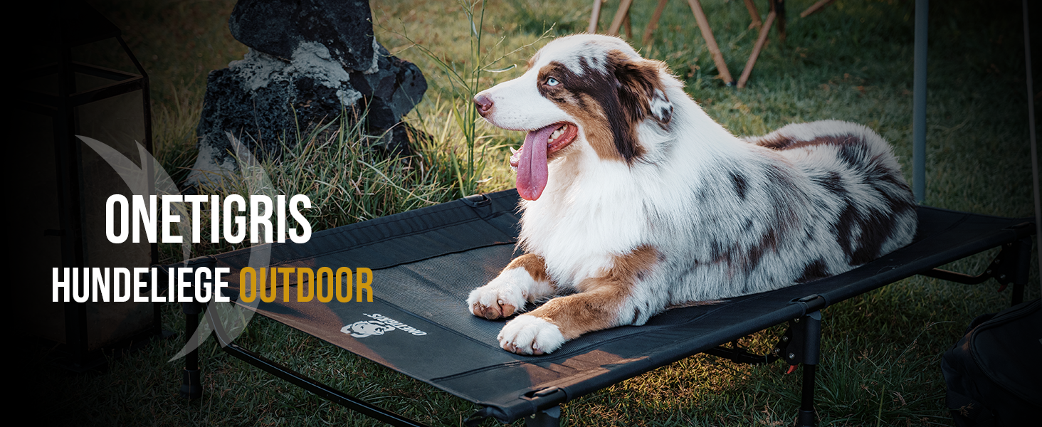 OneTigris лежанка для собак Outdoor, піднята лежанка 21 см, 130x70 см, зручна та дихаюча, міцна, легко миється, для кемпінгу, чорна L