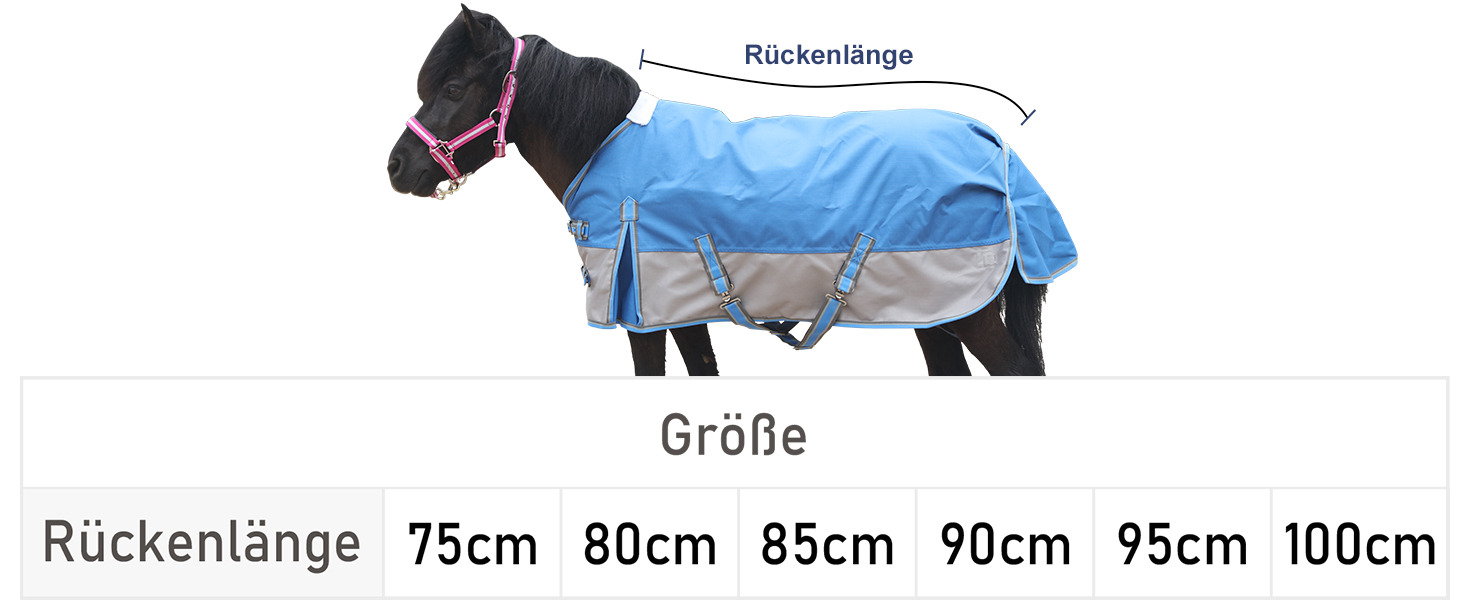 Водонепроникна дихаюча попона-дощовик для поні та міні-коней 1200D без підкладки, королівський синій, 80 см